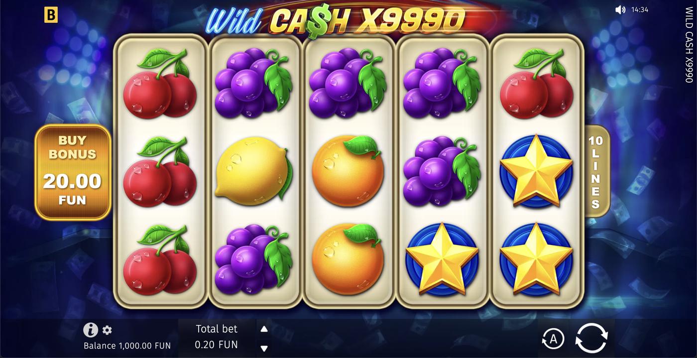 Wild Cash x9990: image of main menu