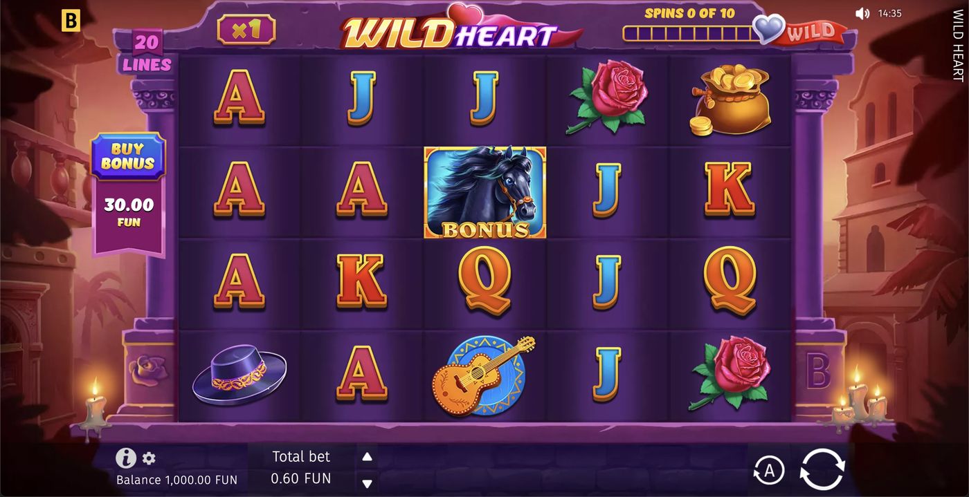 Wild Heart: image of main menu