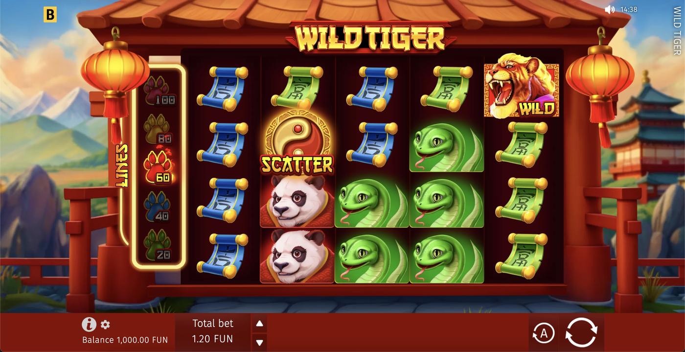 Wild Tiger: image of main menu