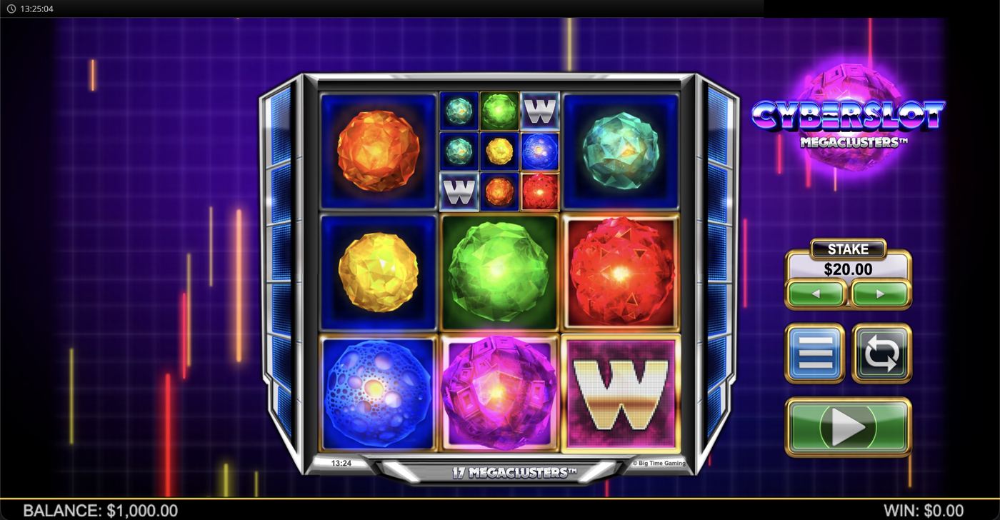 Cyberslot Megaclusters: image of main menu