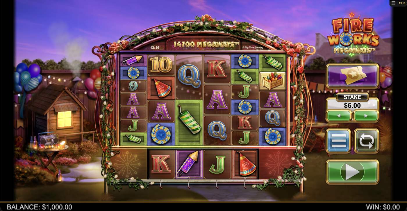 Fireworks Megaways: image of main menu