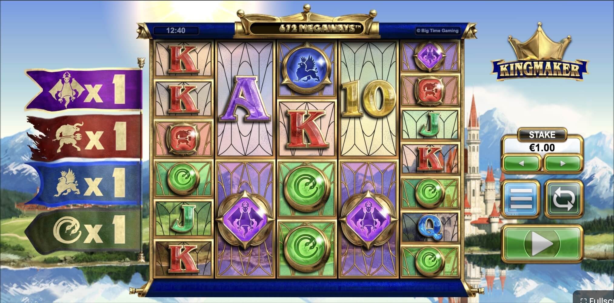 Kingmaker Megaways: image of main menu