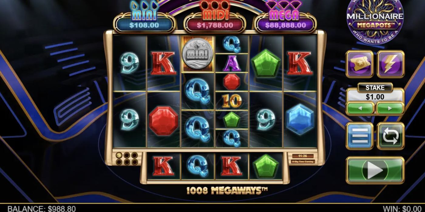Millionaire Megapots: image of main menu