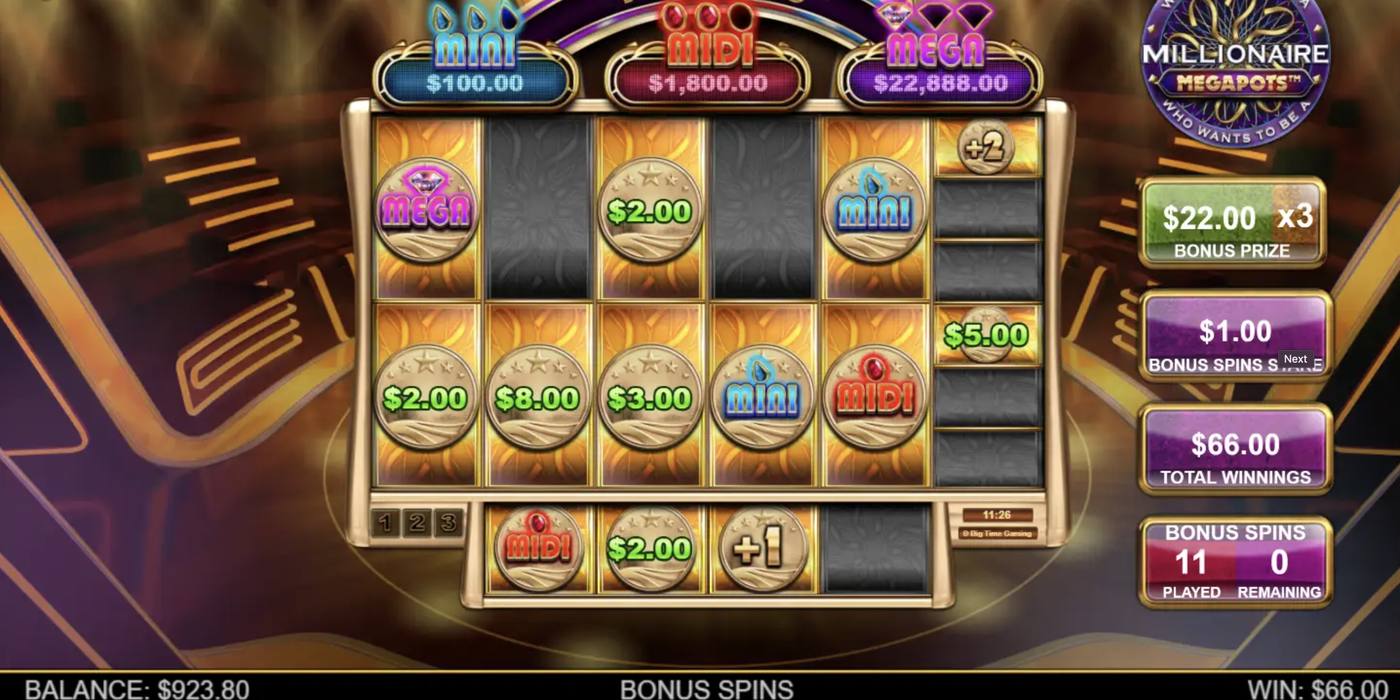 Millionaire Megapots: image of winning