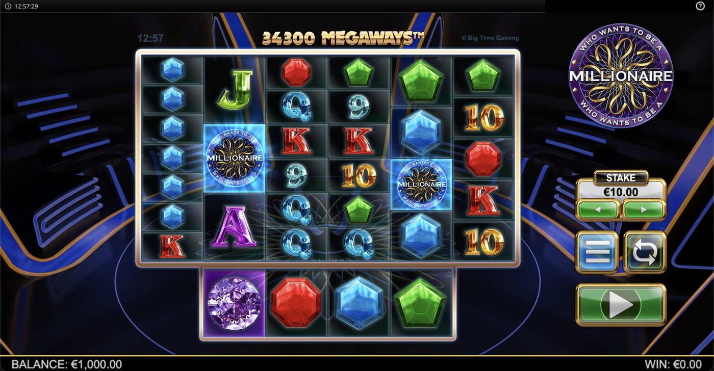 Millionaire Megaways: image of main menu