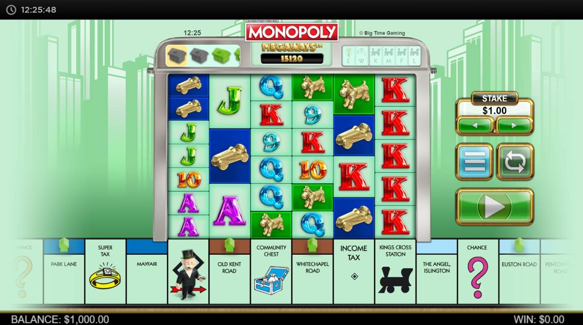 Monopoly Megaways: image of main menu