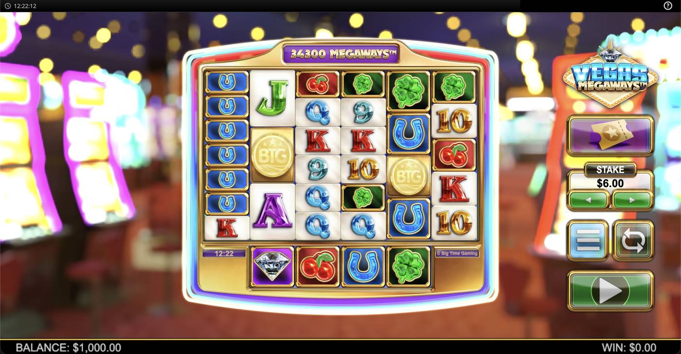 Vegas Megaways: image of main menu