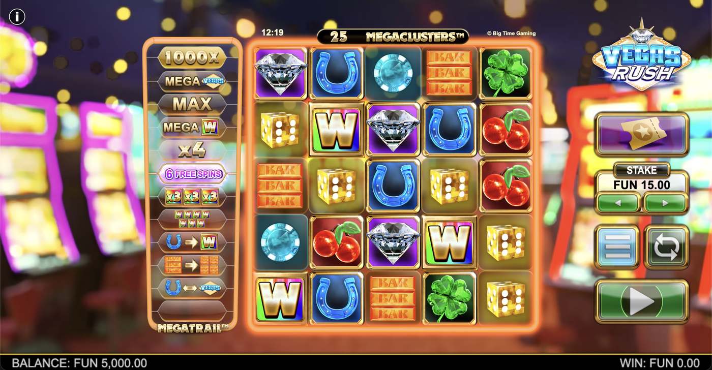 Vegas Rush: image of main menu