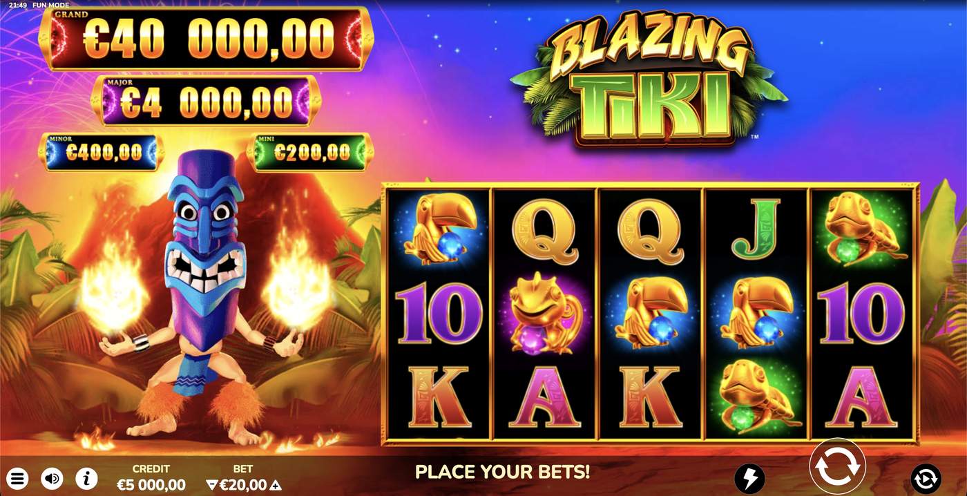 Blazing Tiki: image of main menu