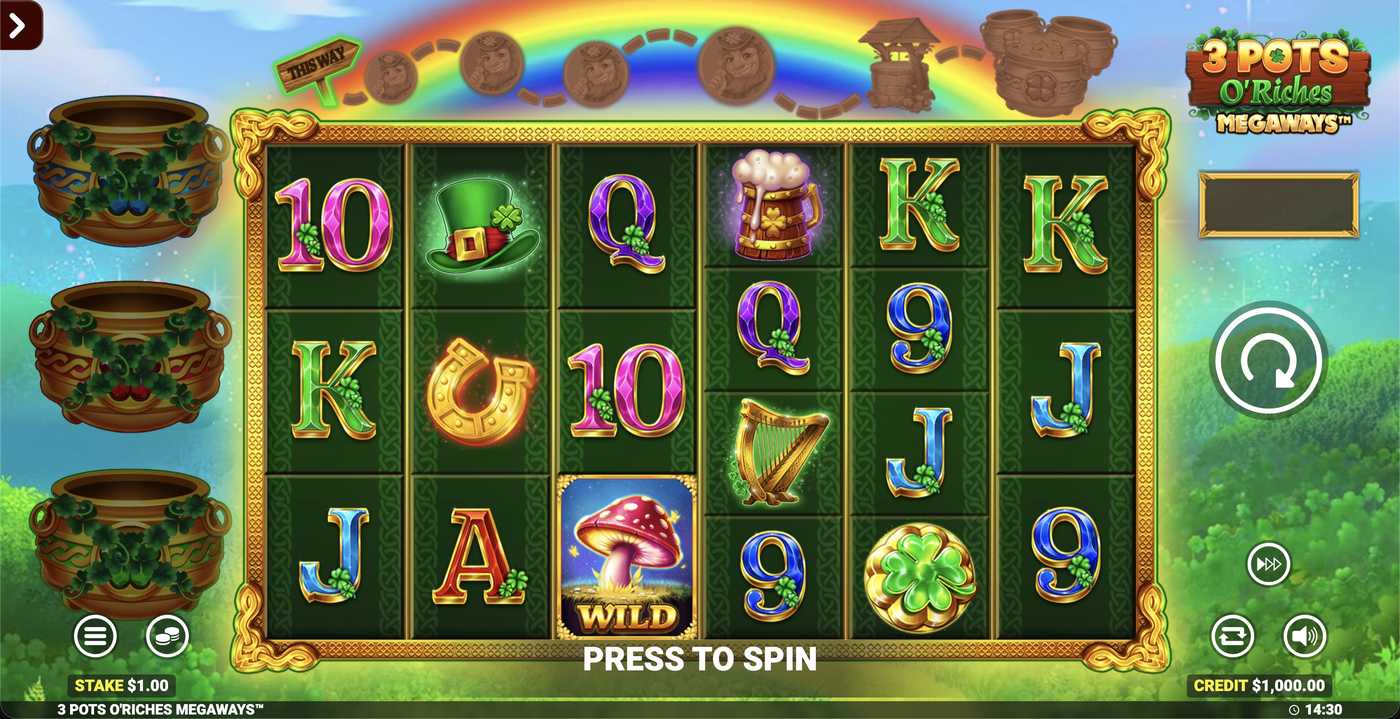 3 Pots O' Riches Megaways Rapid Fire: image of main menu