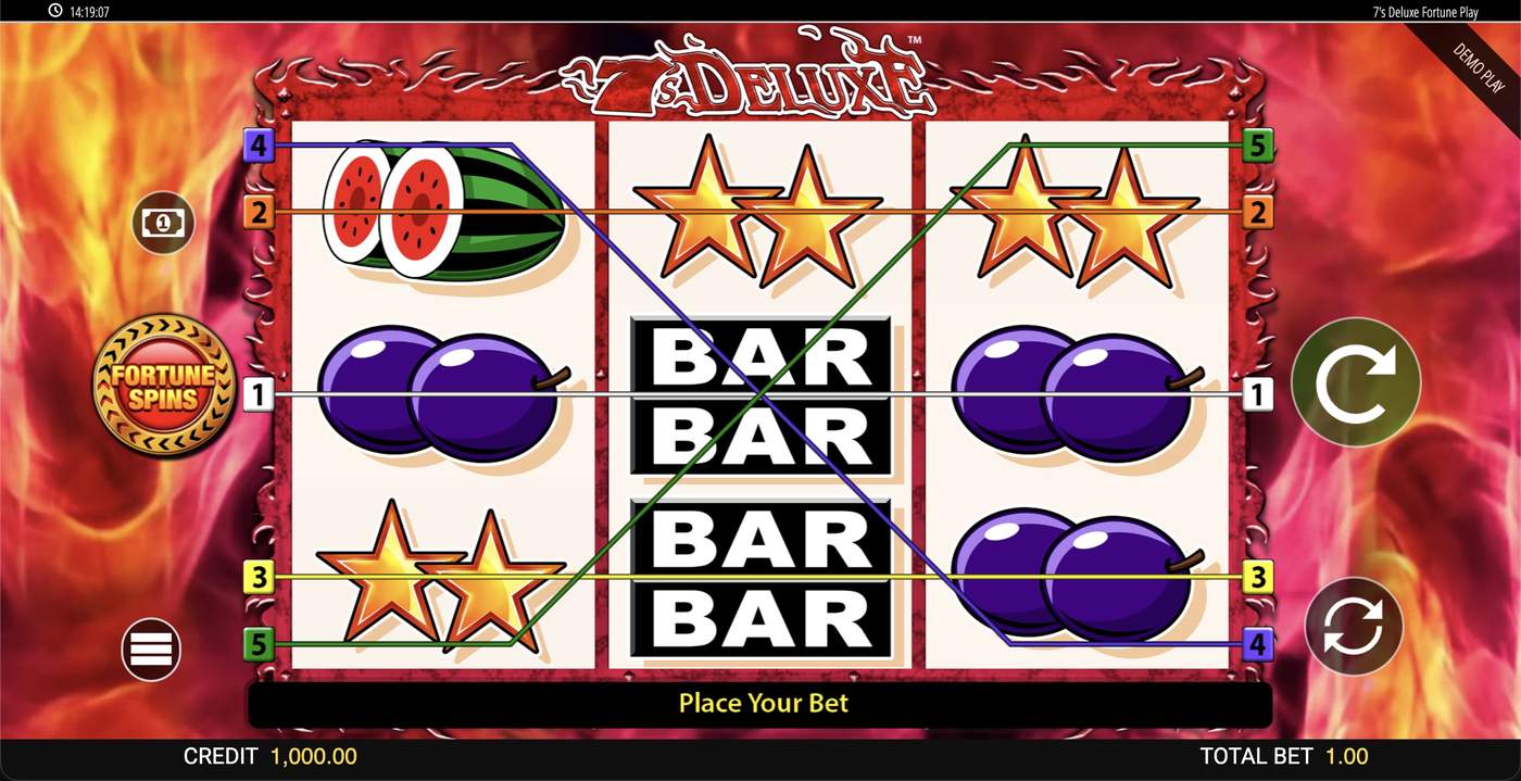 7's Deluxe Fortune Spins: image of main menu