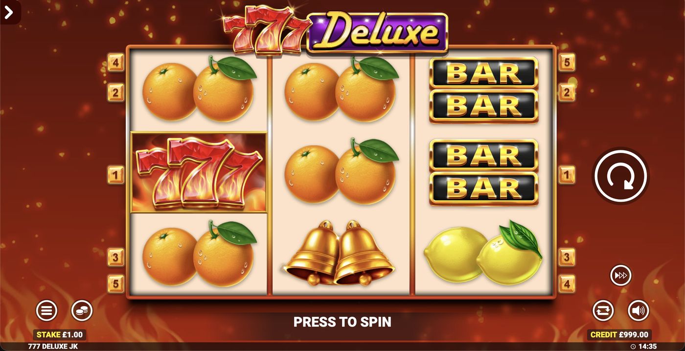 777 Deluxe Jackpot King: image of main menu