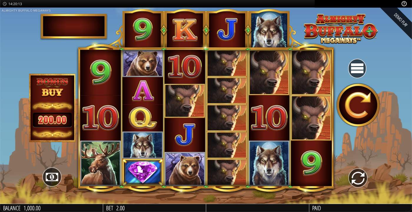 Almighty Buffalo Megaways: image of main menu