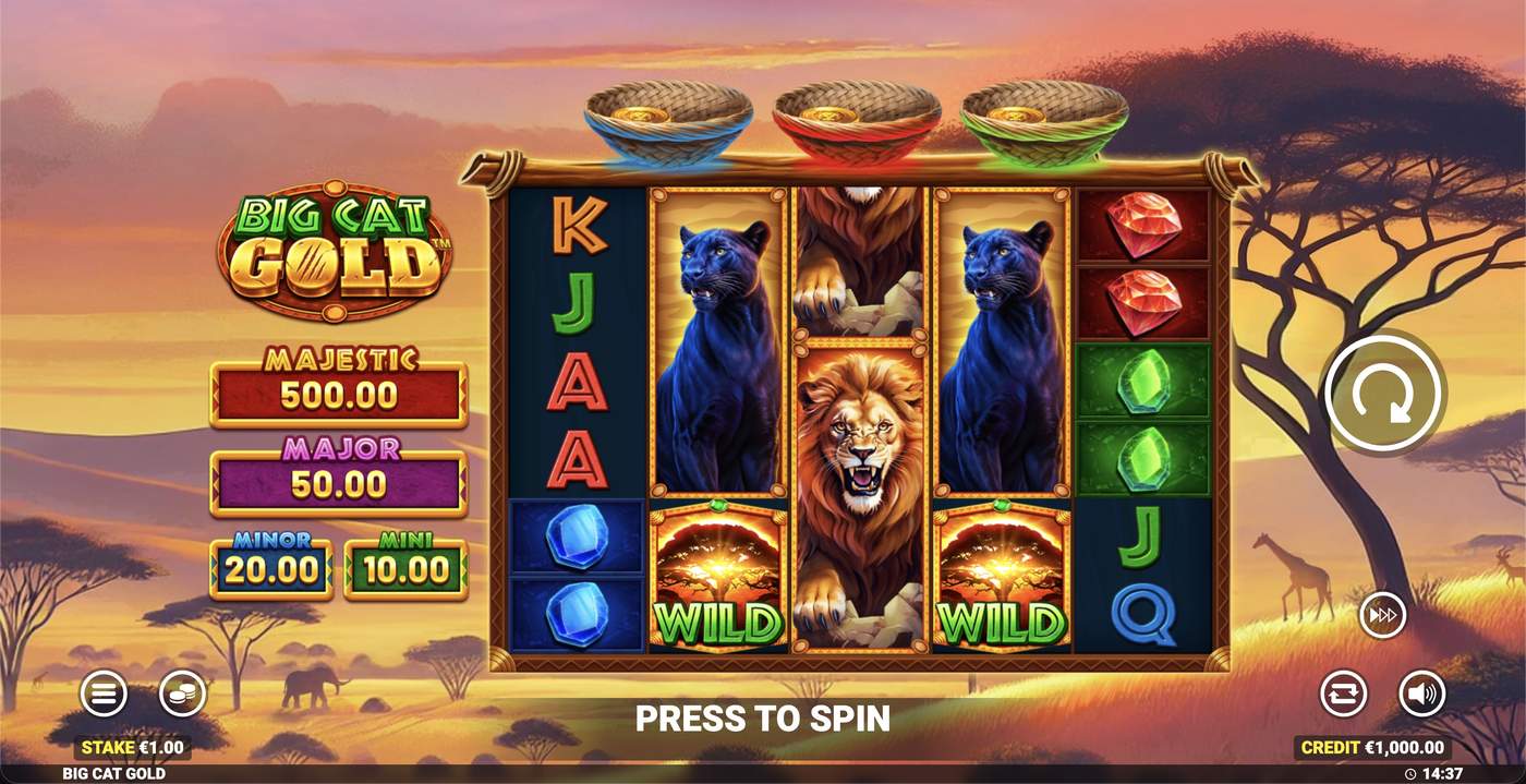 Big Cat Gold: image of main menu