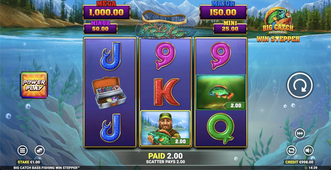 Big Catch Bass Fishing Win Stepper: image of winning