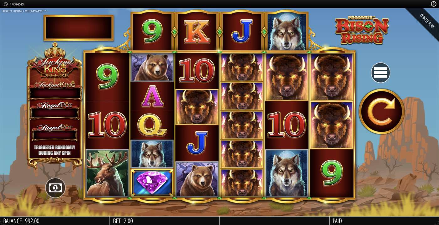 Bison Rising Megaways Jackpot King: image of main menu