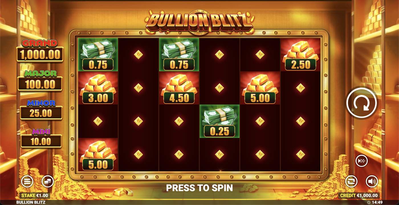 Bullion Blitz: image of main menu