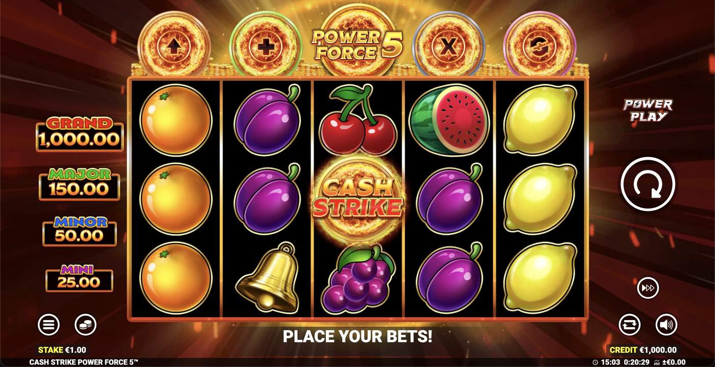 Cash Strike Power Force 5: image of main menu