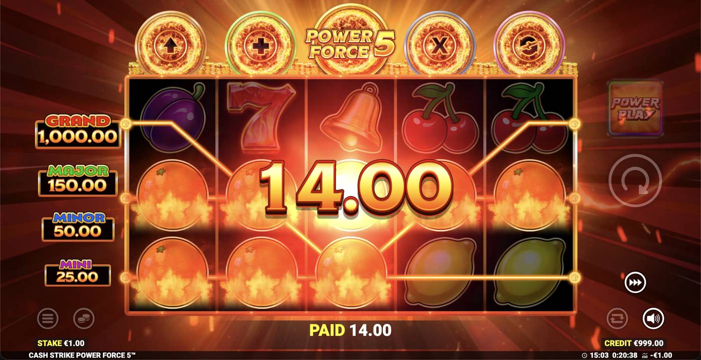 Cash Strike Power Force 5: image of winning