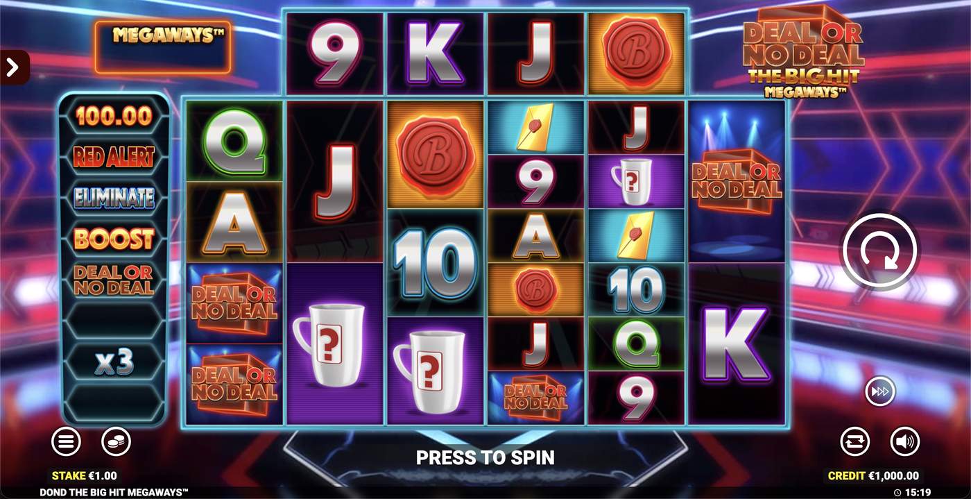 Deal or No Deal The Big Hit Megaways Jackpot King: image of main menu