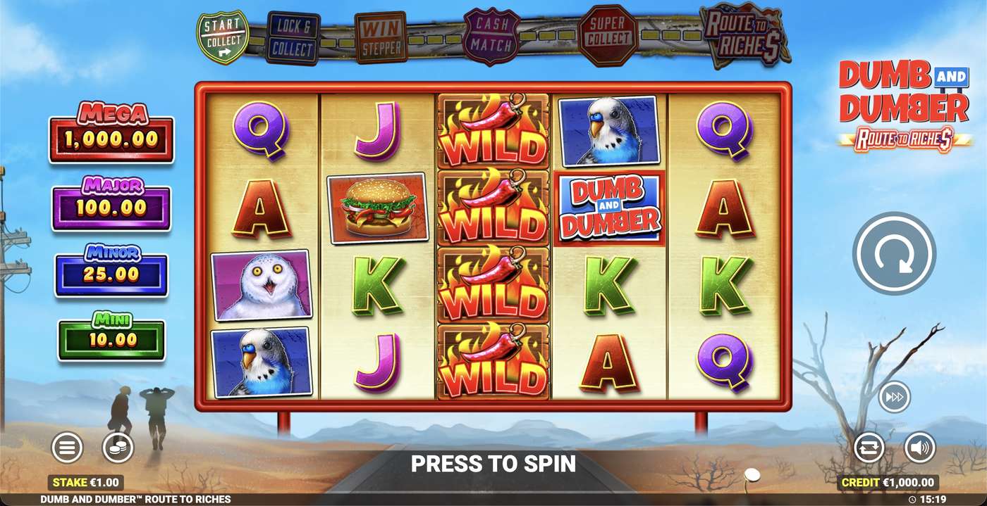 Dumb and Dumber Route to Riches: image of main menu