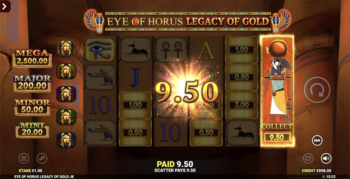 Eye of Horus Legacy of Gold Jackpot King: image of winning