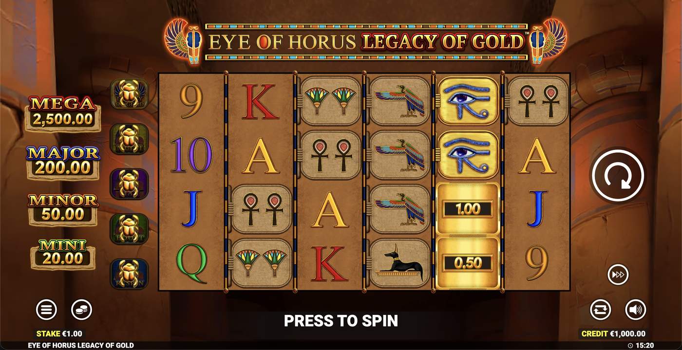 Eye of Horus Legacy of Gold: image of main menu