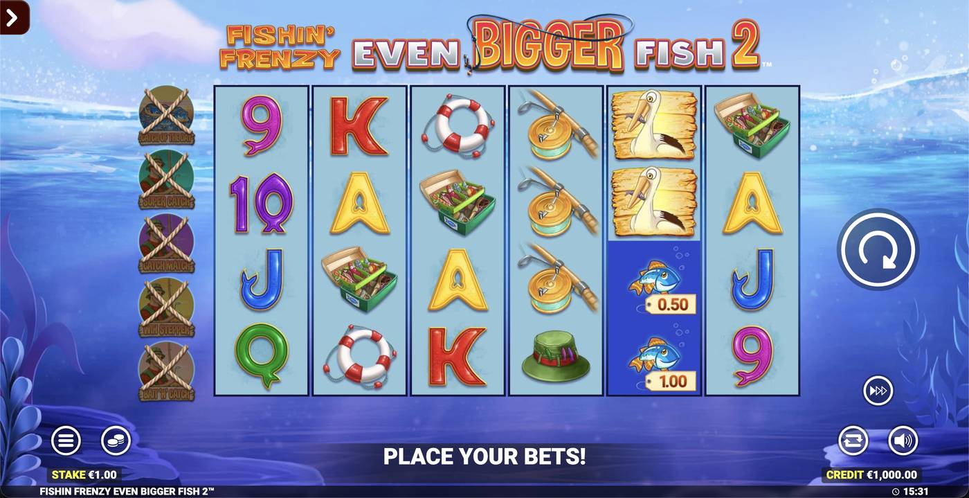 Fishin' Frenzy Even Bigger Fish 2 Rapid Fire: image of main menu