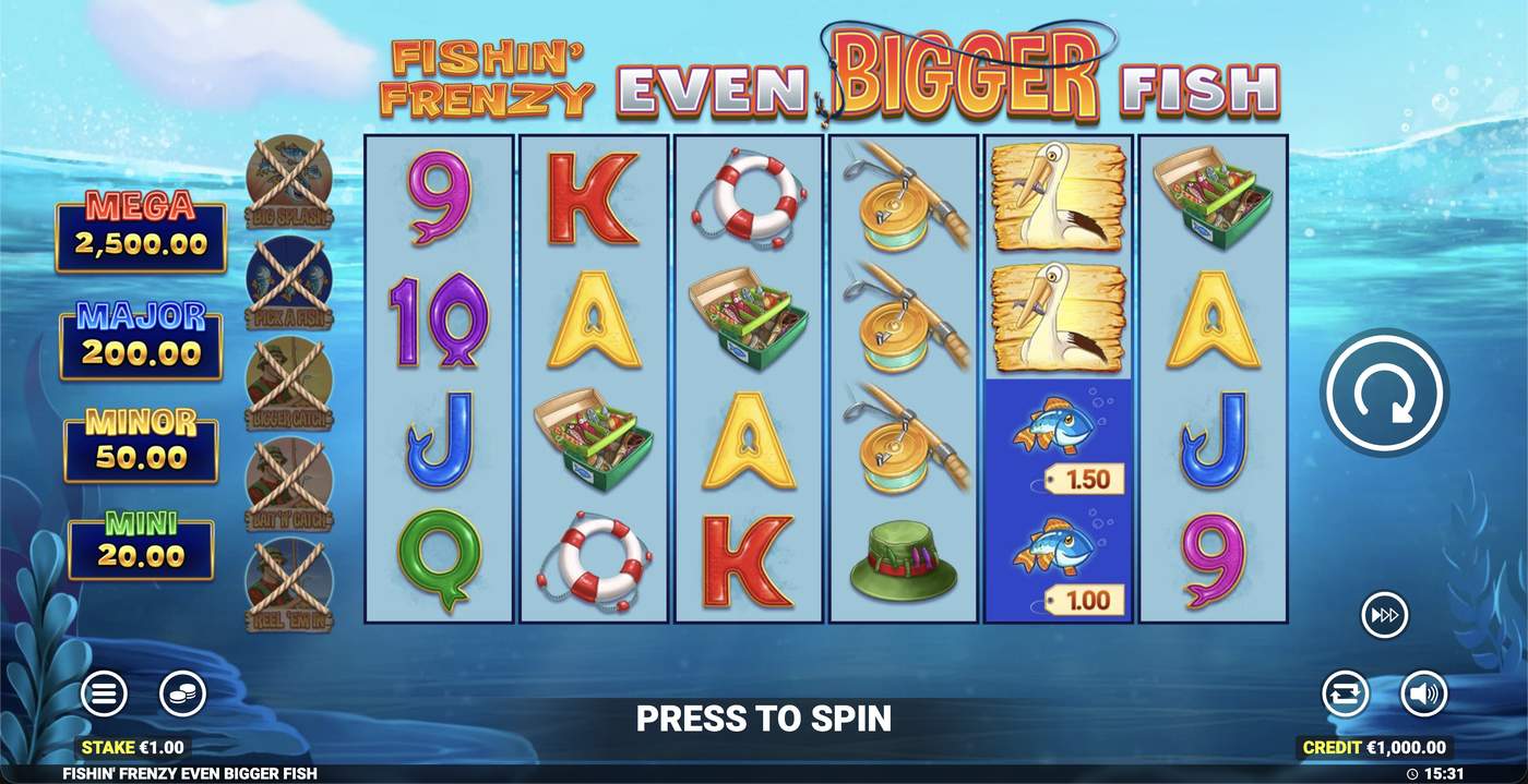 Fishin' Frenzy Even Bigger Fish: image of main menu