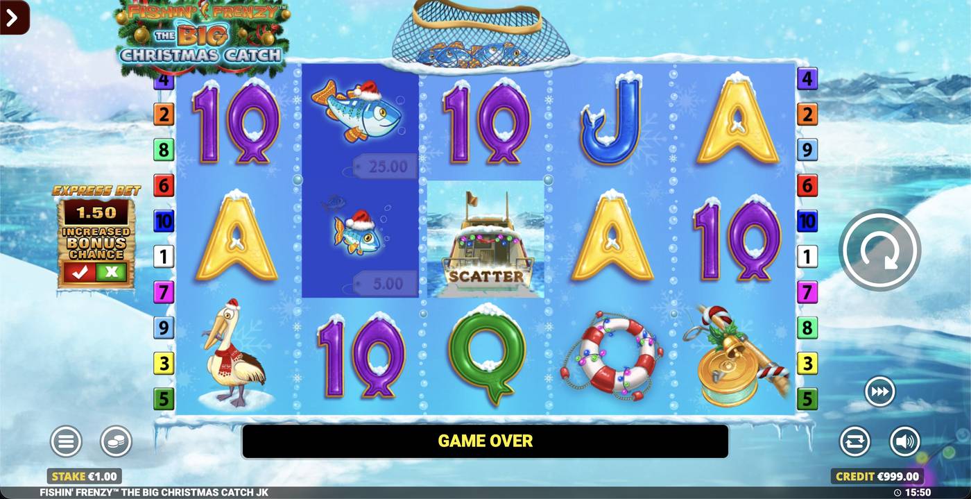 Fishin' Frenzy The Big Christmas Catch Jackpot King: image of main menu