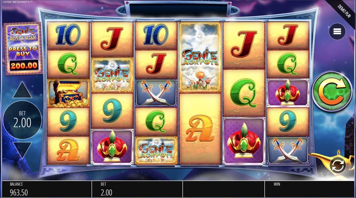 Genie Jackpots Megaways: image of main menu