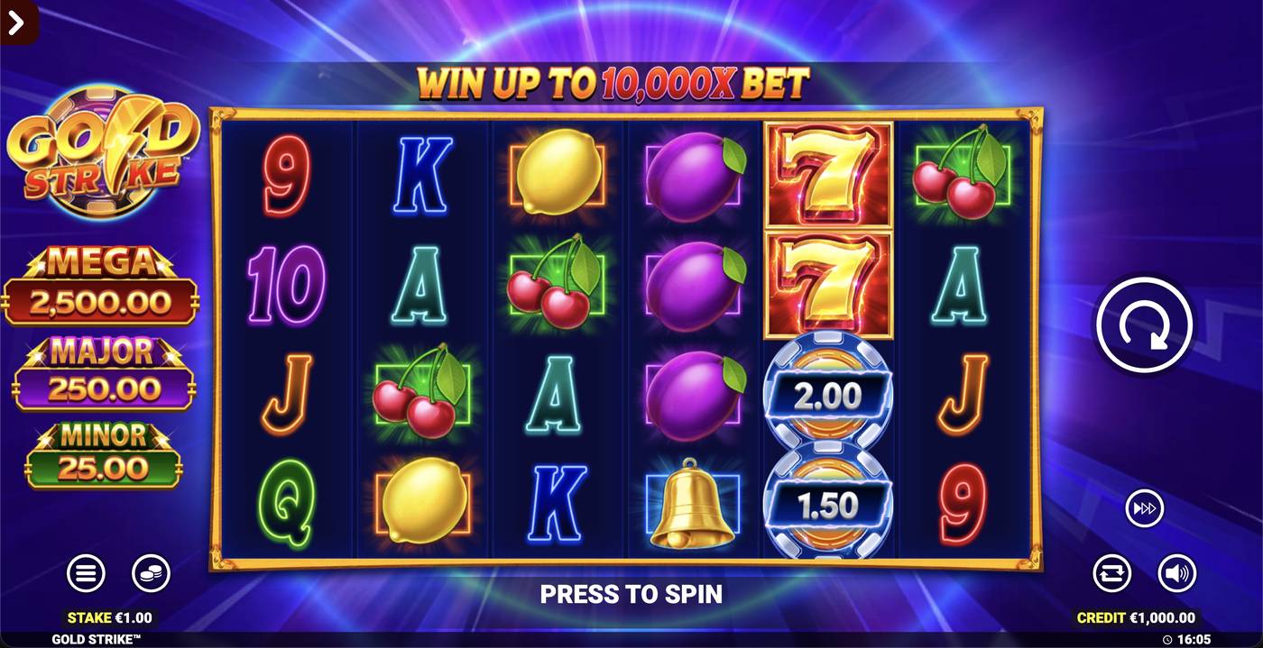 Gold Strike Jackpot King: image of main menu