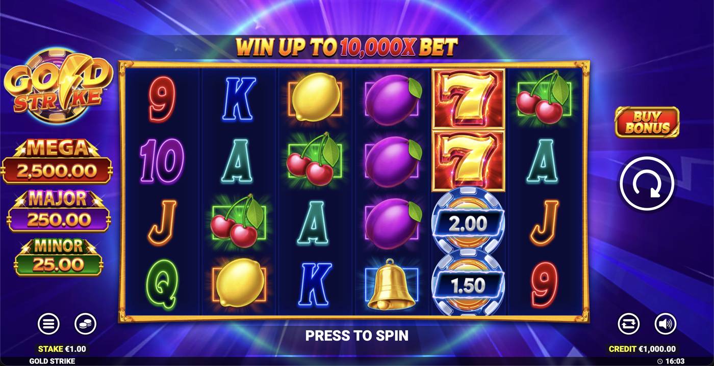 Gold Strike: image of main menu