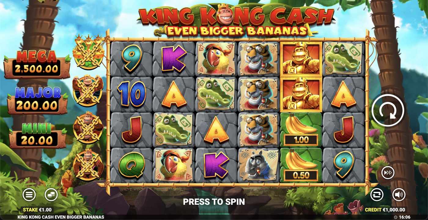 King Kong Cash Even Bigger Bananas: image of main menu