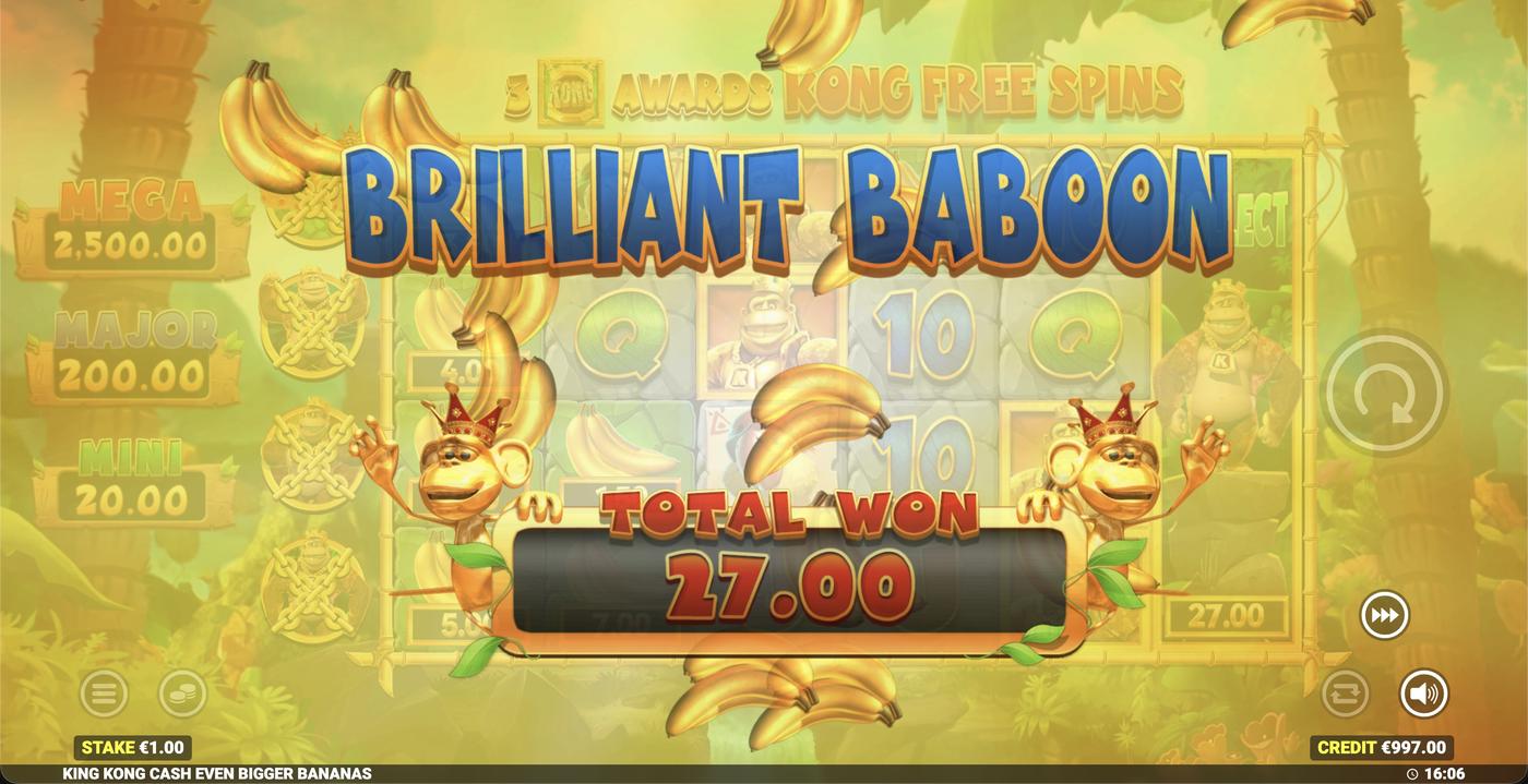 King Kong Cash Even Bigger Bananas: image of winning