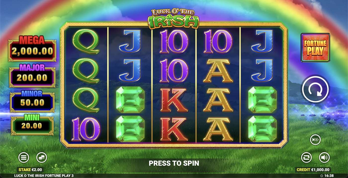 Luck O' The Irish Fortune Play 3: image of main menu