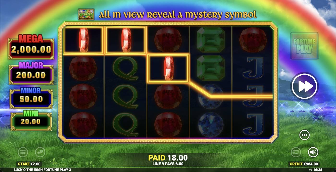 Luck O' The Irish Fortune Play 3: image of winning