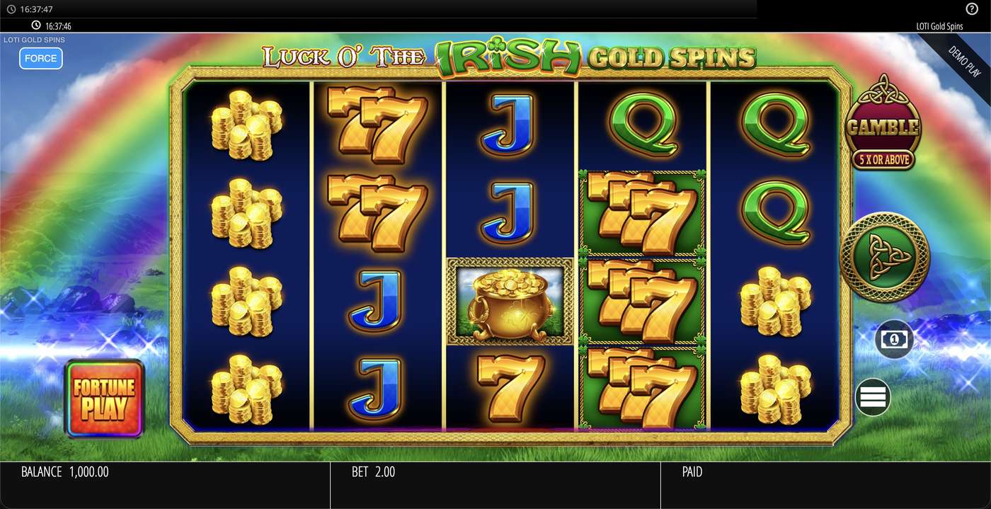 Luck O' The Irish Gold Spins: image of main menu