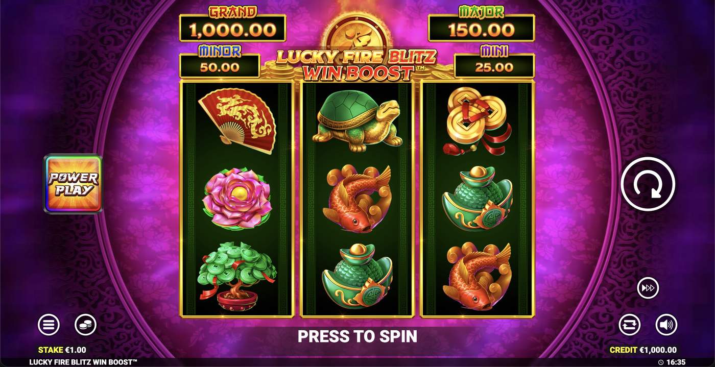 Lucky Fire Blitz Win Boost: image of main menu