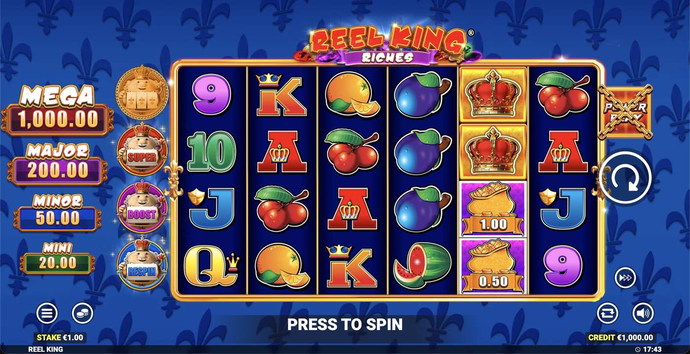 Reel King Riches: image of main menu