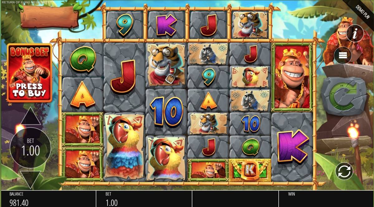 Return of Kong Megaways: image of main menu