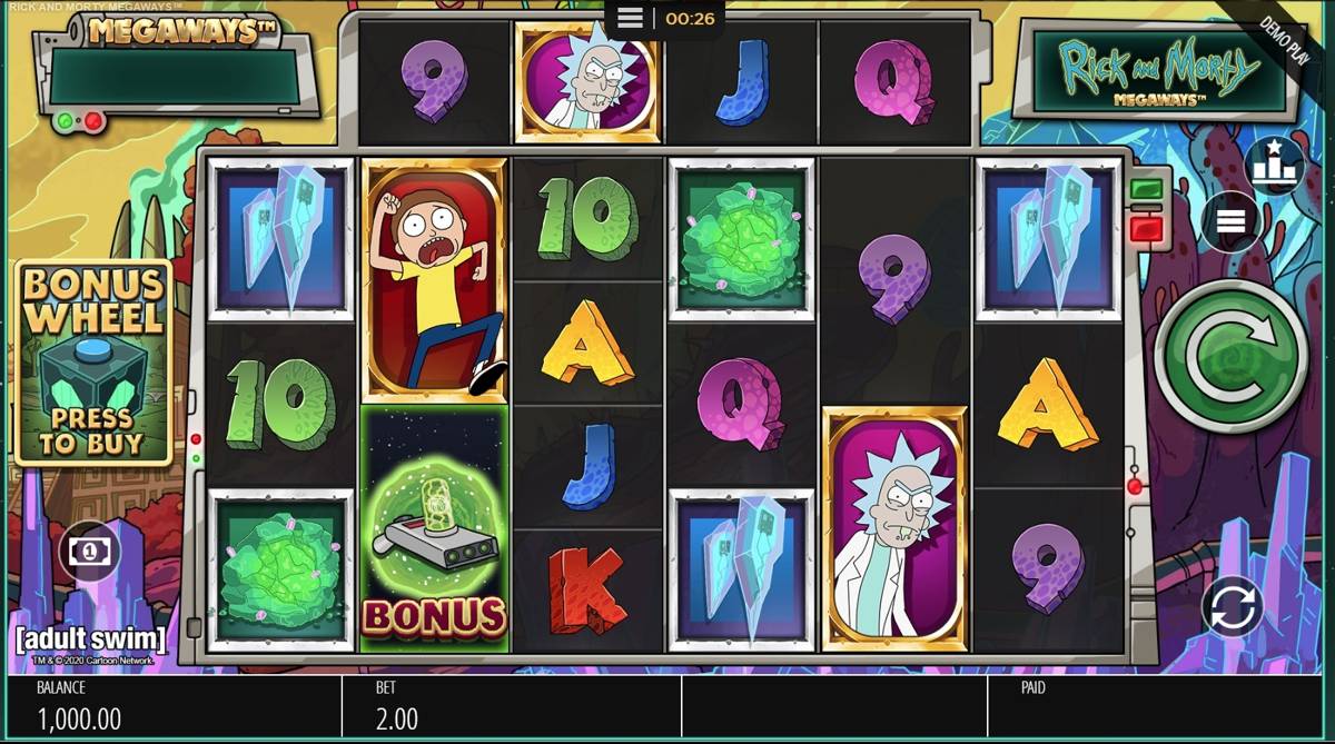 Rick and Morty Megaways: image of main menu