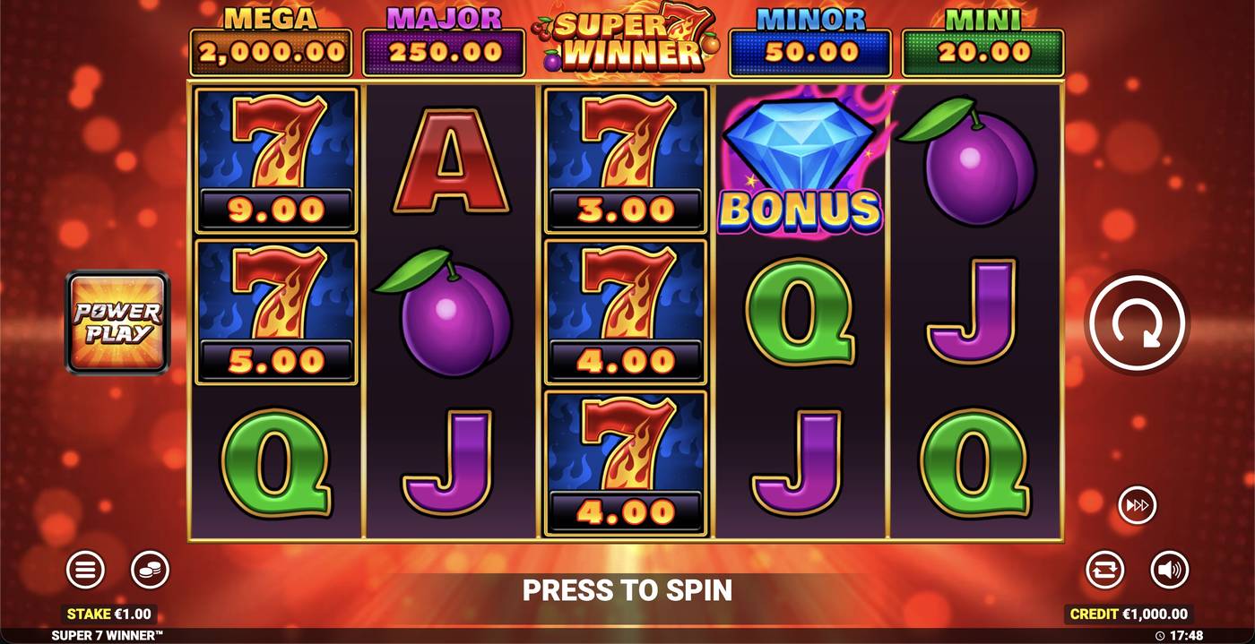 Super 7 Winner: image of main menu