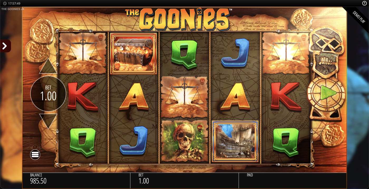 The Goonies Jackpot King: image of main menu
