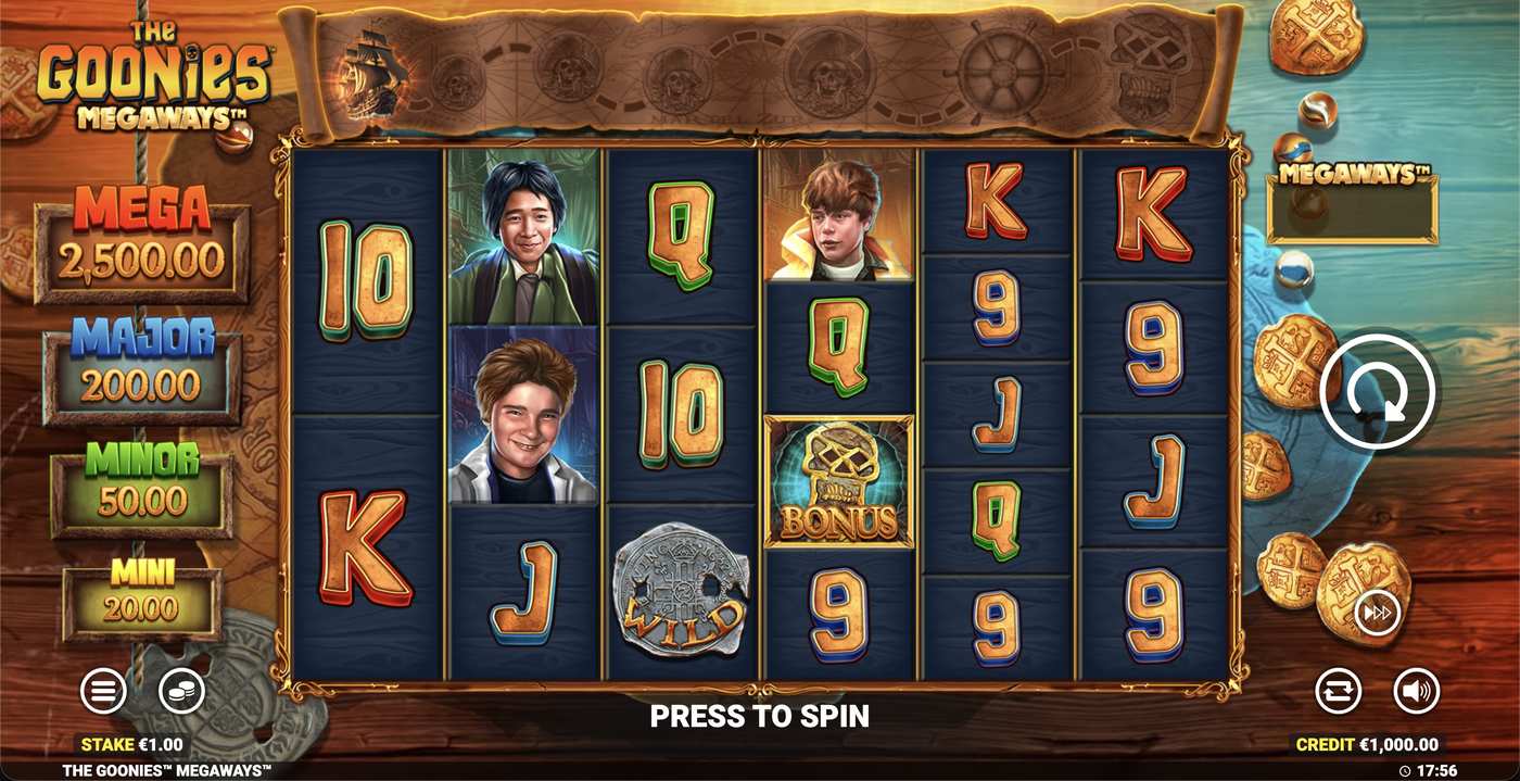 The Goonies Megaways: image of main menu