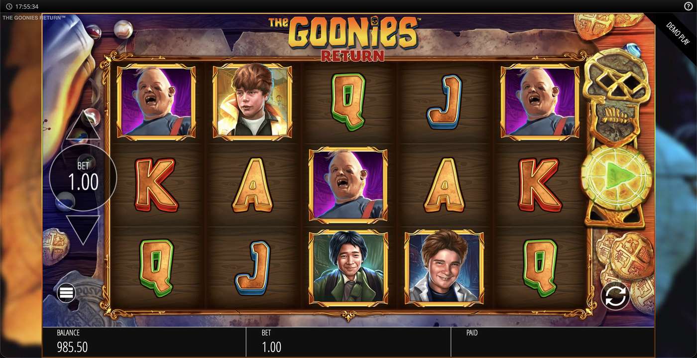 The Goonies Return: image of main menu