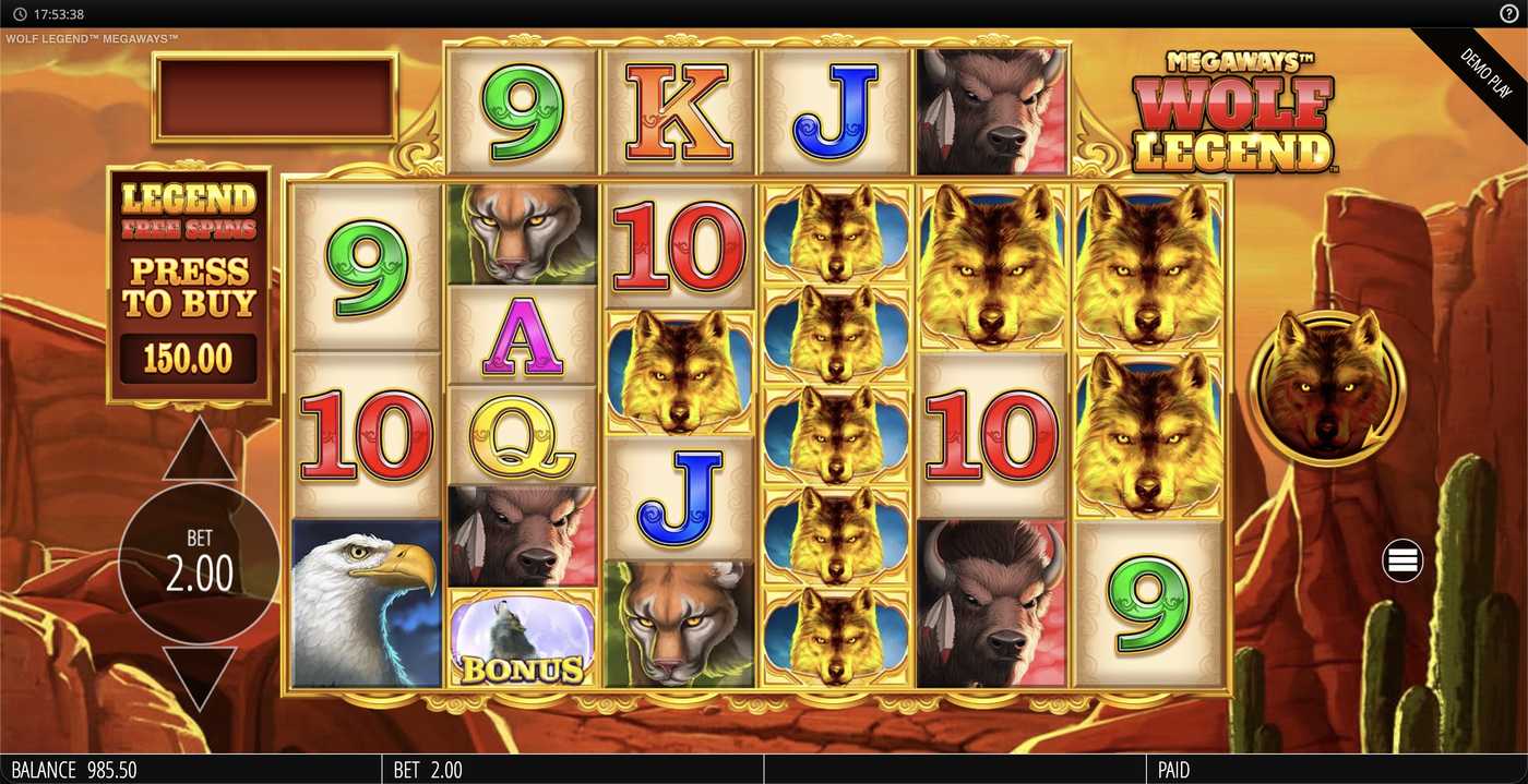 Wolf Legend Megaways: image of main menu