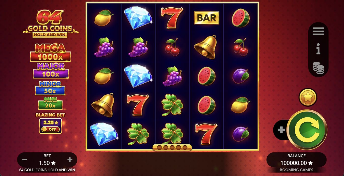 64 Gold Coins Hold and Win: image of main menu