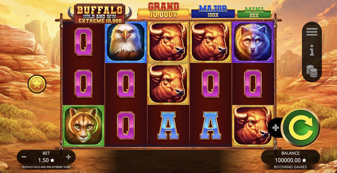 Buffalo Hold and Win Extreme 10,000: image of main menu