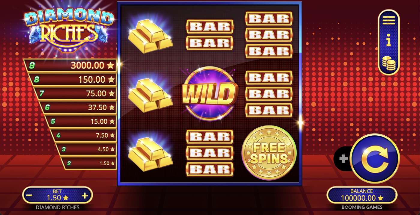 Diamond Riches: image of main menu